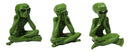 UFO Space Green ET Roswell Aliens See Hear Speak No Evil Figurines 3"H