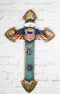 Turquoise Rustic Western US Coast Guard Eagle Wings Crest Anchors Wall Cross