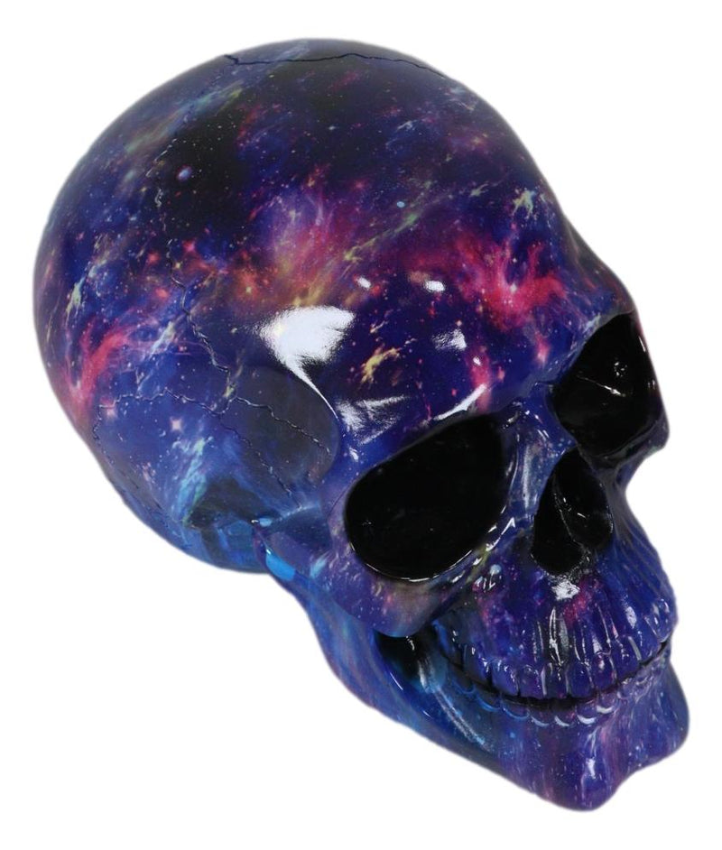 Cosmic Supernova Galaxy Deep Space Milky Way Iridescent Blue Skull Figurine