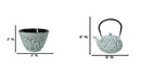 Mint Green Bamboo Design Tetsubin Cast Iron Teapot 40oz And 4 Tea Cups Set