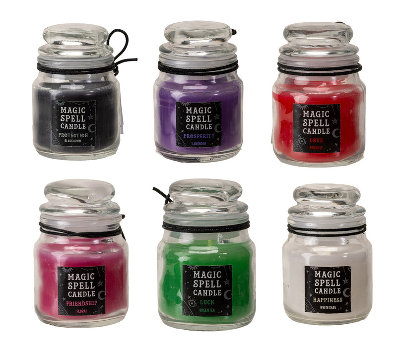 Set of 6 Wicca Halloween Ritual Magic Scented Spell Candle in Glass Jars
