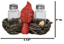 Wildlife Cardinal Nest Salt & Pepper Shaker Holder Red Bird Tabletop Figurine