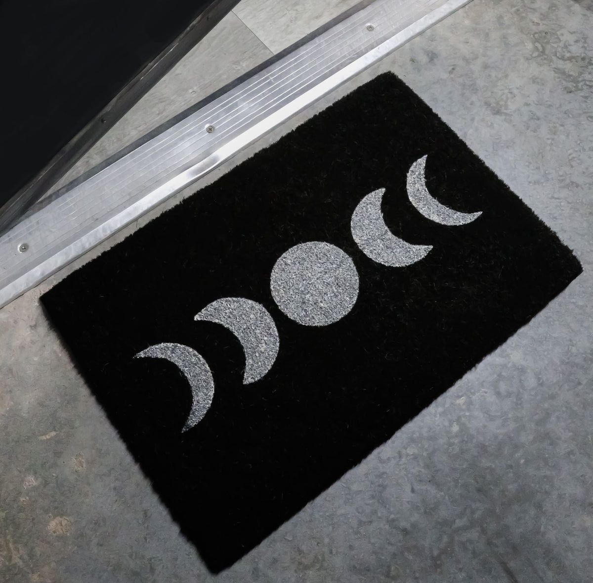 Moon Phase Triple Moon Goddess Black Coir Coconut Fiber Floor Mat Doormat