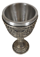 Faux Bronze Alpha Gray Wolf Celtic Tribal Knotwork Wine Chalice Goblet Cup