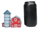 Ceramic Agricultural Country Farm Red Barn And Silo Salt And Pepper Shakers Set