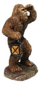 Rustic Funny Cryptid Hiker Bigfoot Holding Lantern Lost in the Woods Figurine