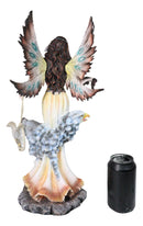 Large Tribal Native Indian Fairy Dreamcatcher with Eagle and Wolf Figurine 18"H