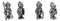 Set of 4 Medieval Suit of Armor Knights With Axe Sword Shields Mini Figurines