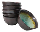 Pack Of 6 Crackle Green Midori Kannyu Ceramic Medium Soup Donburi Bowls 20oz