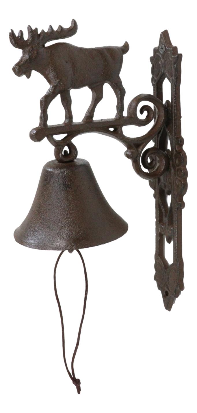 Cast Iron Rustic Vintage Western Grand Elk Moose Wall Dinner Yard Bell Decor