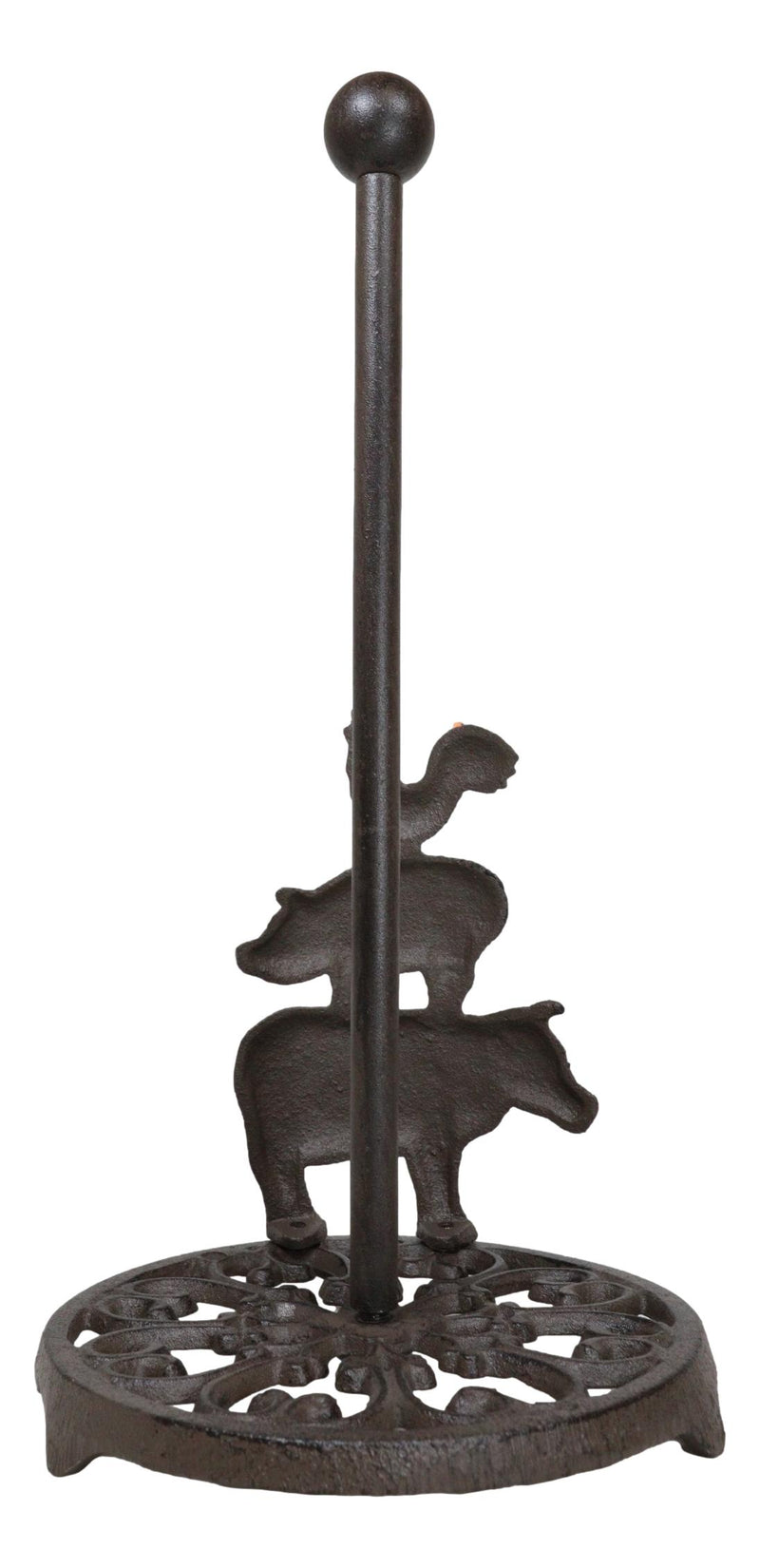 Cast Iron Rustic Farm Barn Animals Rooster Pig Cow Kitchen Paper Towel Holder
