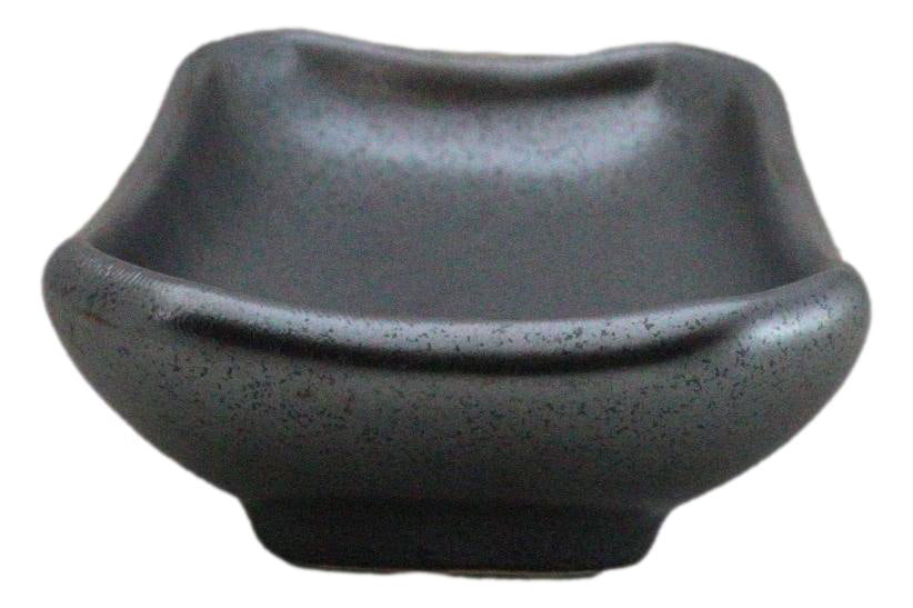 Pack Of 6 Ceramic Black Tetsu Kesho Soy Sauce Oil Condiment Rectangular Dishes