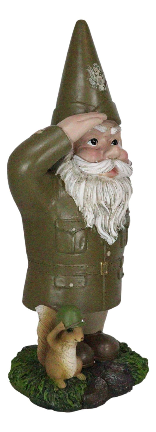 Defend The Homeland USA Patriotic Armed Forces Army Gnome With Squirrel Statue
