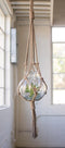 Rustic Farmhouse Woven Jute Rope Macrame Style Hanging Molten Glass Candleholder