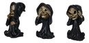 Set Of 3 See No Evil Speak No Evil Hear No Evil Grim Reaper Chibi Mini Figurines