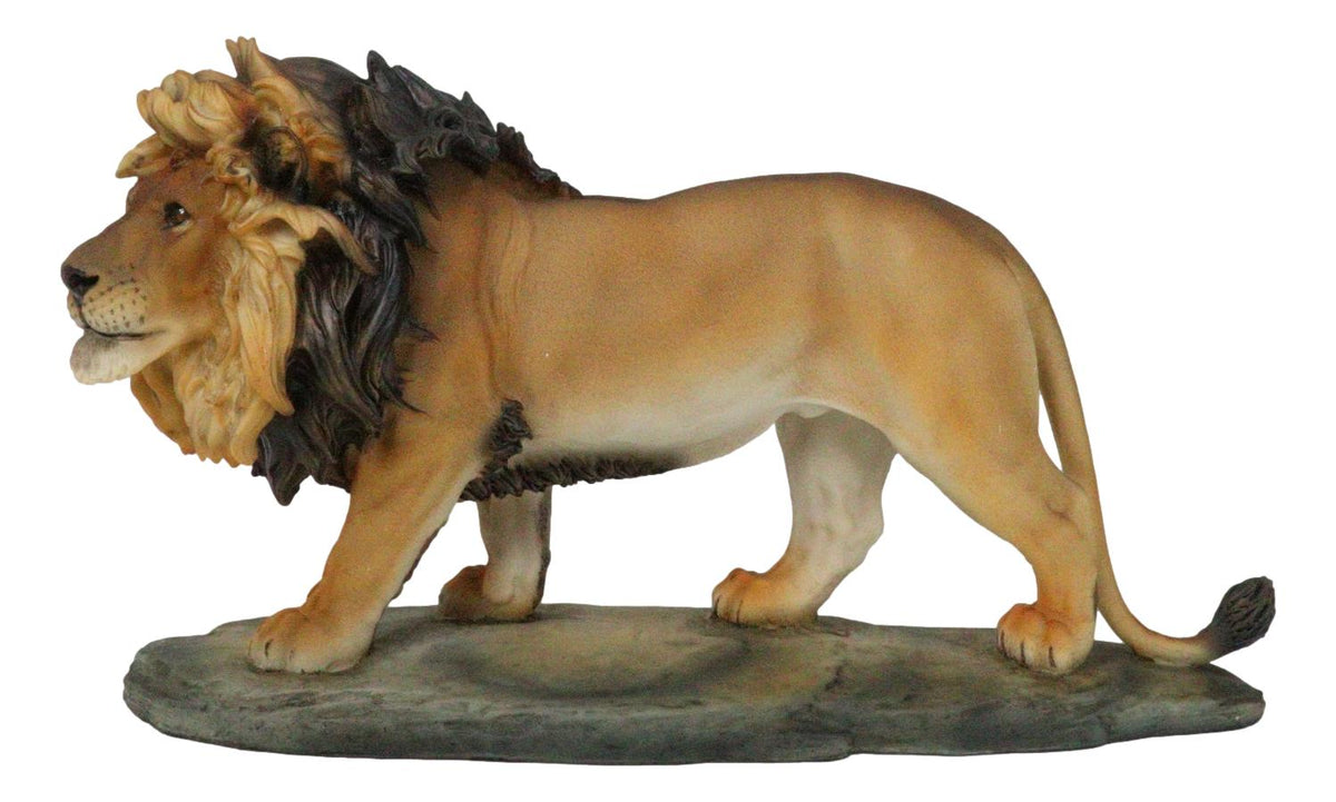 African Savanna Safari Wildlife Majestic Lion Prowling in Grasslands Figurine - Ebros Gift