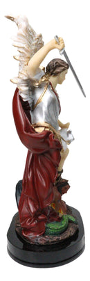 Archangel Saint Michael Trampling Satan With Sword And Scales Figurine 8"H