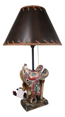 Rustic Western Cowboy Horse Saddle with Ichthys Jesus Fish Symbol Table Lamp