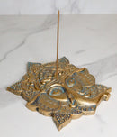 Golden Supreme Hindu God Ganapati Ganesha Head Mandala Flower Incense Holder