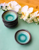 Pack Of 6 Green Crackle Midori Kannyu Wavy Round Condiment Sauce Dishes 2oz