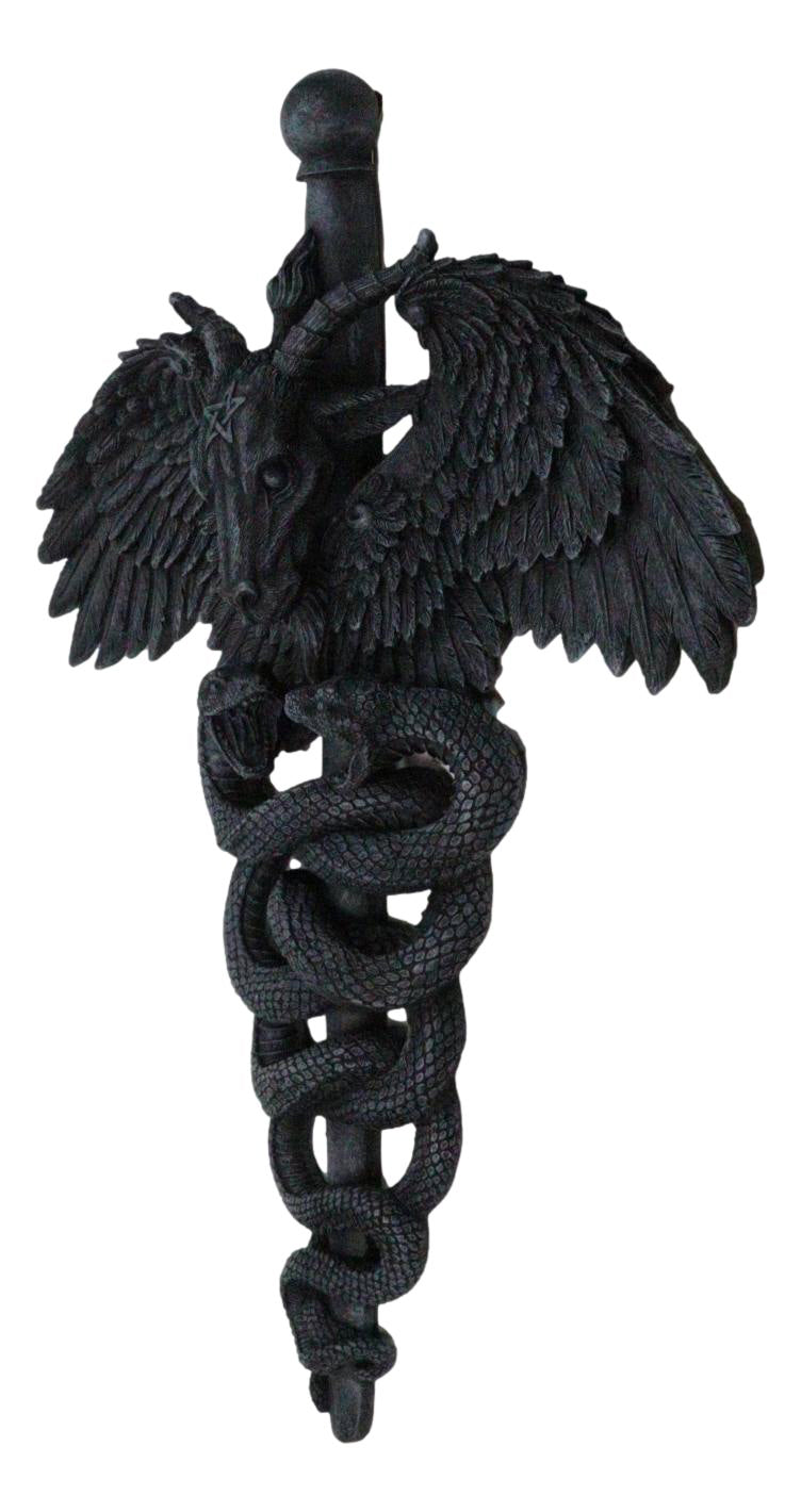 Ebros Gift Sabbatic Goat Baphomet Caduceus Serpent Pentagram Winged Wall Plaque