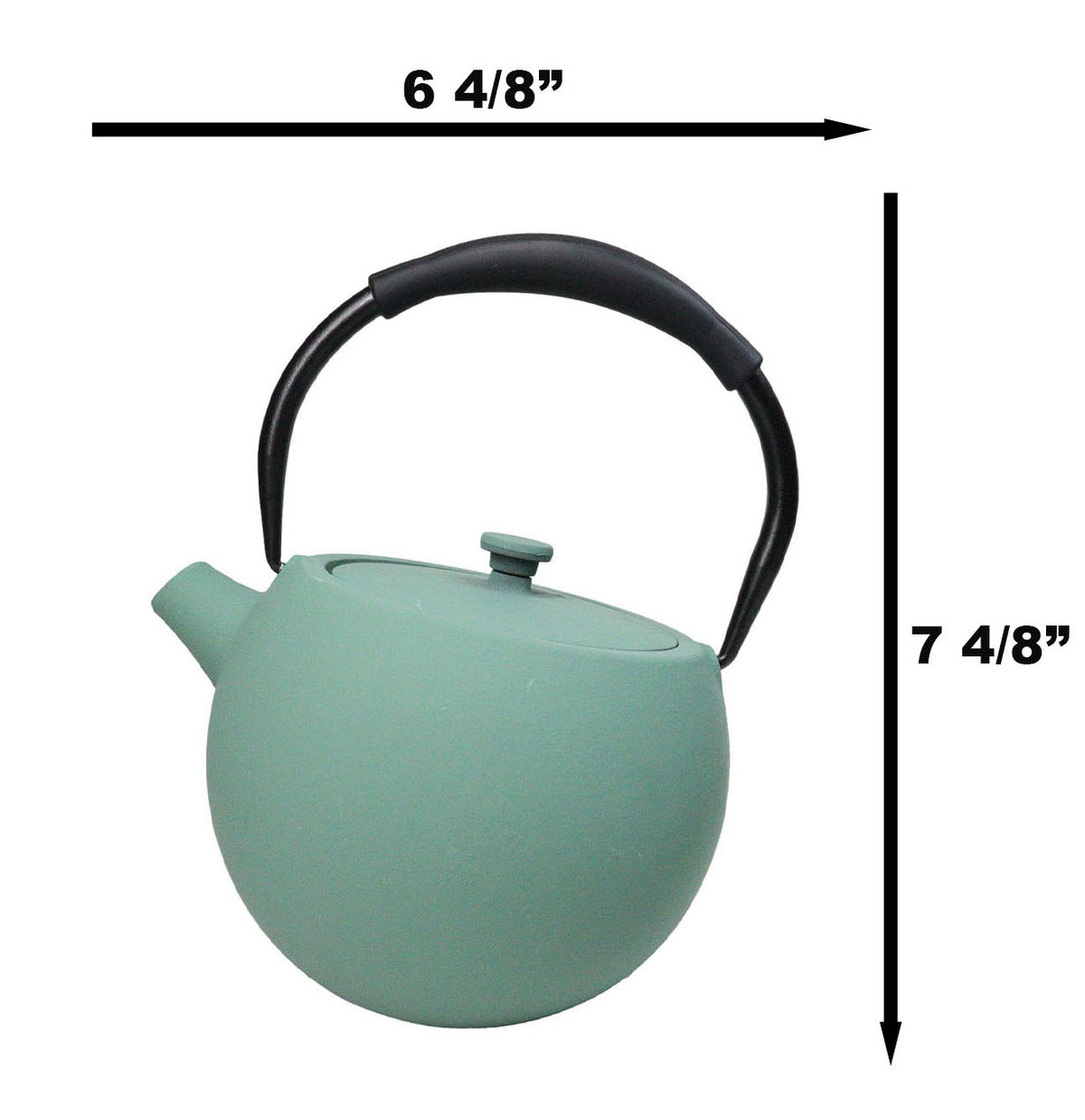 Pastel Green Minimalistic Tilted Round Cast Iron Teapot 28oz Tea Pot With Handle