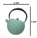 Pastel Green Minimalistic Tilted Round Cast Iron Teapot 28oz Tea Pot With Handle