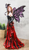 Fantasy Dragon Mother Red Gowned Fairy Queen With Pixie Dragonling Figurine