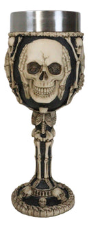 Wisdom Of The Ages See Hear Speak No Evil Skeleton Skulls Wine Goblet Chalice