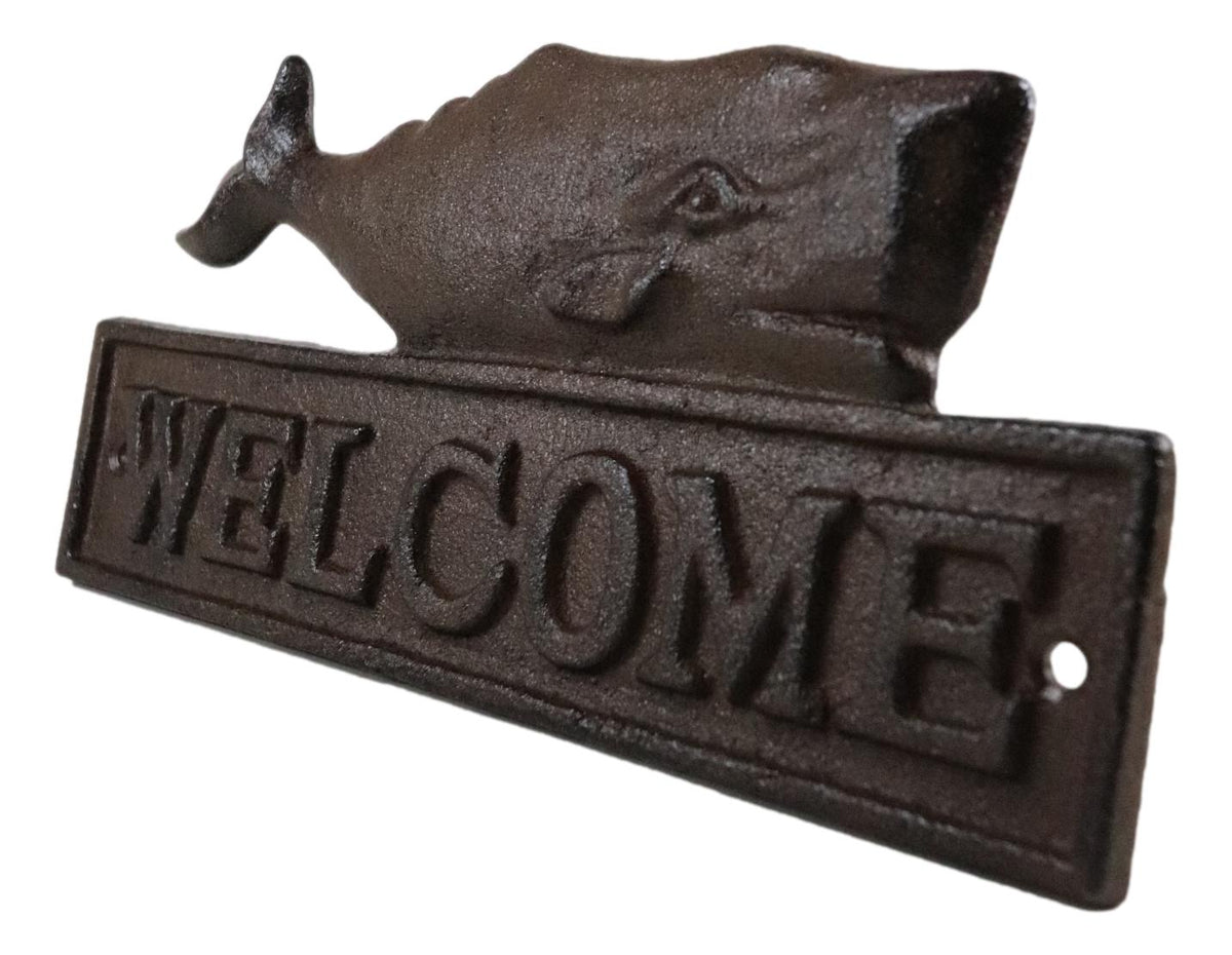 Cast Iron Nautical Ocean Sperm Whale Welcome Sign Decorative Wall Door Plaque