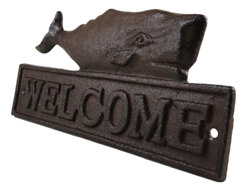 Cast Iron Nautical Ocean Sperm Whale Welcome Sign Decorative Wall Door Plaque