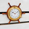 Nautical Vintage Wood and Brass 6 Spokes Ship Steering Helm Wheel Wall Clock