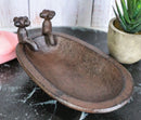 Cast Iron Rustic Bronze Bathtub With 2 Spouts Miniature Jewelry Dish Tray 6"L
