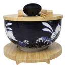 Yellow Moon White Rabbit Donburi Ramen Bowl With Lid Trivet Spoon Chopsticks Set