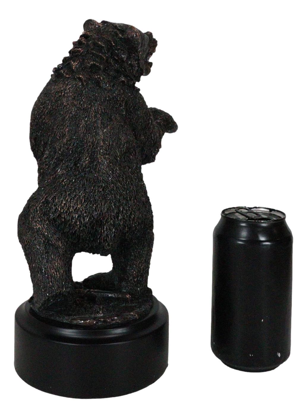 Western Black Bear On Rear Legs Roaring Bronze Electroplated Resin Decor Statue