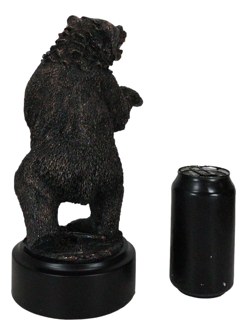 Western Black Bear On Rear Legs Roaring Bronze Electroplated Resin Decor Statue