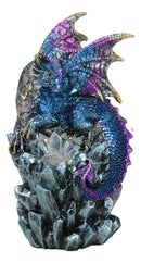 Blue Ocean Atlantis Dragon Perching On Crystal Rock Cavern Small Figurine