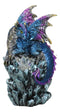 Blue Ocean Atlantis Dragon Perching On Crystal Rock Cavern Small Figurine
