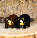 Rustic Forest Black Bear With Grizzly Bear Ceramic Salt And Pepper Shakers Set