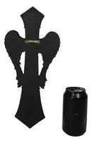 Rustic Tuscany Fleur De Lis Silver Scroll Angel Wings Turquoise Stone Wall Cross