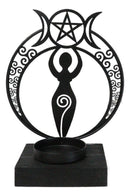 Wicca Danu Spiral Goddess Triple Moon Metal Votive Tea Light Candle Holder