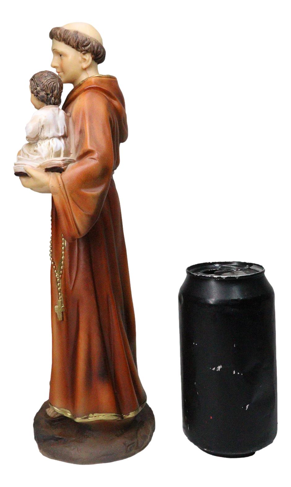 Catholic Church Saint Anthony of Padua Carrying Baby Jesus And Bible Statue 12"H - Ebros Gift