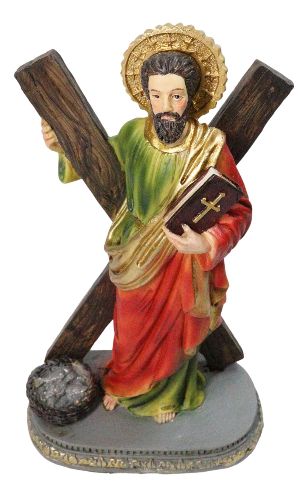 Christian Apostle Disciple of Jesus Saint Andrew with Saltire Cross Figurine 8"H