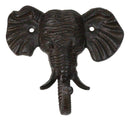Pack Of 2 Rustic Cast Iron Safari Elephant Trunk Up Wall Hook Hanger Sculpture