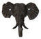 Pack Of 2 Rustic Cast Iron Safari Elephant Trunk Up Wall Hook Hanger Sculpture