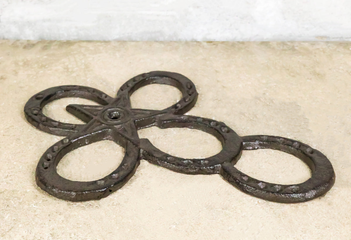 Set Of 2 Cast Iron Rustic Western Horseshoes And Lone Star Christian Wall Cross - Ebros Gift