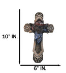 Rustic Country Western Highland Cow with Cowboy Hat and Scarf Wall Cross Decor
