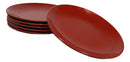 Set Of 6 Traditional Solid Red Black Melamine Salad Appetizer Round Plates 7"D