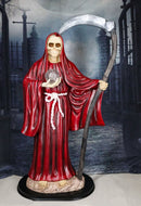 Large 2 Feet Tall Holy Death Santa Muerte Holding Scythe In Red Robe Statue