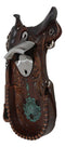 Rustic Western Cowboy Horse Saddle Tooled Floral Faux Leather Wall Bottle Opener